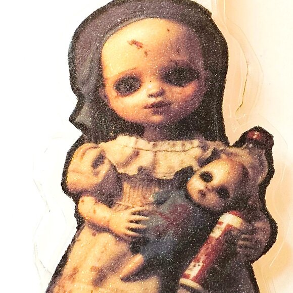 Creepy Doll Magnetic Bookmark Creepy Doll Horror Gothic Spooky Book Accessory - Picture 1 of 4